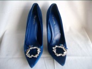 Via Giulia Chabrowe niebieskie szpilki aksamit 41 