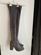 Kozaki długie za kolano zamszowe szare