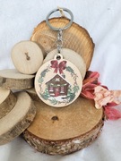 Brelok drewniany - Śnieżny domek