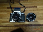 Aparat Praktisix + obiektywy + torba