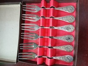 Widelczyki do ciasta posrebrzane z okresu PRL