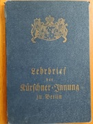 Świadectwo nauki zawodu Kuśnierzy w Berlinie 1927 r