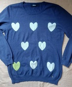 Chiara Dalba sweter damski granatowy w serca granat M L S okazja