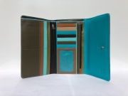 PORTFEL włoski damski  MyWalit miękka skóra brązowo-turkusowy