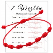 OCHRONNA Bransoletka Szczęścia Czerwony Sznurek Amulet 7 Węzłów Kabała
