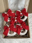 Ozdoby choinkowe 5 sztuk w 1 zestawie kokardki i dzwoneczki Handmade