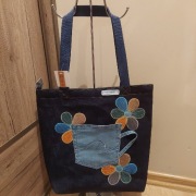 FILIŻANKA I KWIATY-nowa torba na zamek bawełna hand made rękodzieło PRAWA