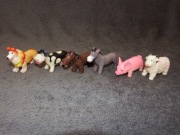 zestaw gumowych zwierzątek  6szt pies koń osioł świnia krowa baran