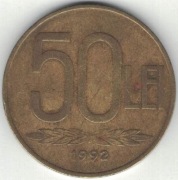 Rumunia 50 lei lejów 1992 - 26,1 mm - nr 2
