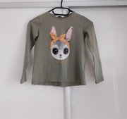 bluzka na długi rękaw z motywem królika h&m rozmiar 122/128