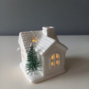 DOMEK LED ŚWIECZNIK LAMPION BIAŁY OZDOBA