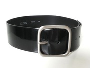 REGENT czarny szeroki pasek z naturalnej skóry lakierowanej