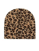 Nowa modna beżowa uniseks czapka zimowa beanie z motywem panterki pantery