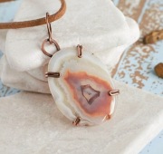 Wisior agat plaster naturalny antyczna miedź przepiękny okaz