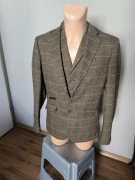 House of Cavani Marynarka z kamizelką paski jodełka miodowa blue 44