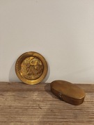 Mosiężny talerzyk i puzderko vintage.