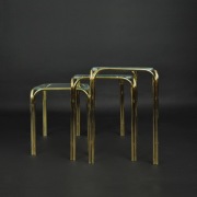 Stoliki złoty chrom Niemcy Lata 90. Bauhaus retro vintage