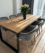 Stół dębowy 180x90 czarne metalowe nogi LOFT 