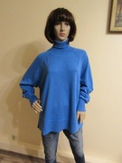 CUBUS niebieski turkusowy sweter golf 100% wełna merino jak nowy_ XL