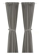 IKEA LENDA Zasłona z wiązaniem, 2 szt., ciemnoszary/na taśmie, 140x300 cm