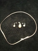 Łańcuszek z zawieszką i kolczyki. Srebro 925. Perła 