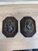 Zestaw dwóch mosiężnych płaskorzeźb religijnych