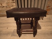 Taboret pufa krzesło z obiciem skórzanym PRL OKAZJA