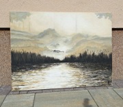 Obraz pejzaż żurawie " Mglisty poranek" handmade 