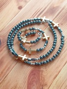 Naszyjnik + bransoletka Hematyt srebro pr925 