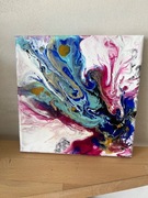 Obraz ręcznie malowany akryl pouring Abstrakcja nowy 