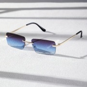 Okulary Przeciwsłoneczne Niebieskie Bez Oprawek Retro Męskie Damskie Lato