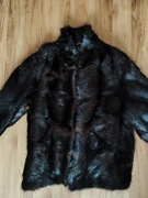 Krótkie czarne futro damskie z norek, futro z norki rozmiar L