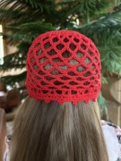 Czerwona czapka siateczka rozmiar uniwersalny Handmade