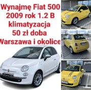 Wynajem Fiat 500 1.2B klima. Biały lub żółty od 50zł/doba