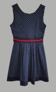 Damska elegancka sukienka granatowa na ramiączkach w białe kropki 40/L
