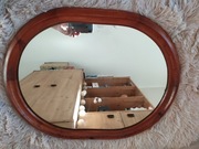 Lustro w drewnianej ramie vintage PRL.