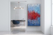 Abstrakcja błękitna czerwona 140cm wysokość x90cm