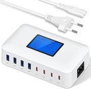 Ładowarka USB 200 W, 8-portowa ładowarka USB C z PD 65 W i QC 18 W