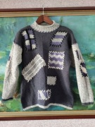 wełniany sweter dziergany bluza golf vintage retro 1980 unikat jedyny