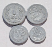 1949 1 zł 10 20 50 groszy zestaw  4 sztuk Wyprzedaż 