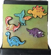 Zestaw 5 przypinek – dinozaury (kawaii styl)
