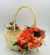 Koszyczek Wielkanocny Wiklinowy - Soczysty Pomarańcz i Czerwień - Handmade