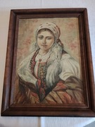 Stary obraz kobiety w stroju ludowym 