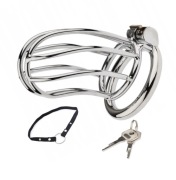 Stalowy długi pas cnoty, Chastity Cage klatka na penisa + Pasek oring 45mm