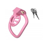 Mały lekki rózowy pas cnoty chastity cage 4 oringi 