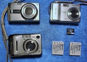 Zestaw trzech Fujifilm FinePix F470, J50, A500 + Karta XD + 2x bateria 