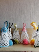Ręcznie robione zające wielkanocne. 15 cm Ozdoby świąteczne. Szydelkowe