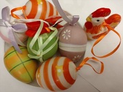 Wielkanoc ozdoby 7 X zawieszka + podstawka + żabka!