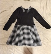 WŁOSKA sukienka M taliowana rozkloszowana zakładki tunika czarna Święta