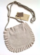 MANGO szara skórzana torebka z falbanką